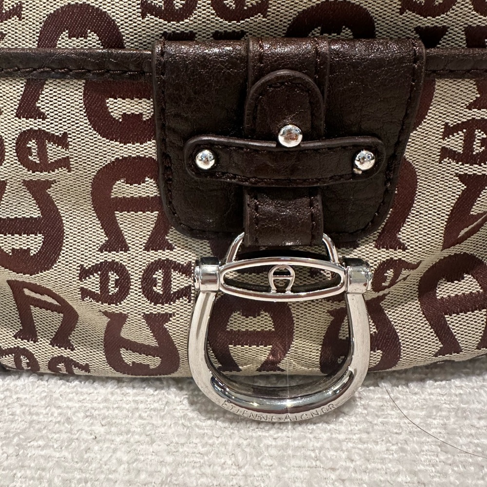 Etienne Aigner Logo Print Y2K Style Shoulder Bag - Picture 2 of 7